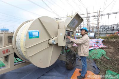 南沿江城際鐵路張家港牽引站配套220千伏送出工程現場